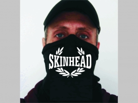 Skinhead čierna univerzálna elastická multifunkčná šatka vhodná na prekritie úst a nosa aj na turistiku pre chladenie krku v horúcom počasí